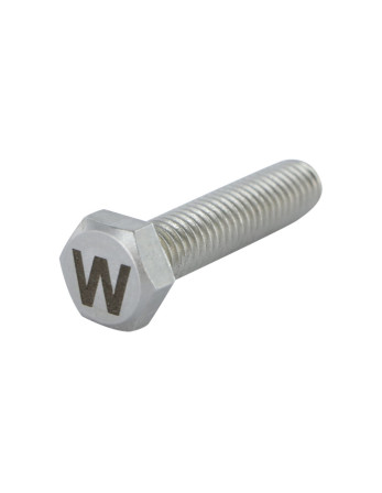 Vis métaux Tête hexagonale TH 8X35 Inox A4 avec gravure de lettre "W"