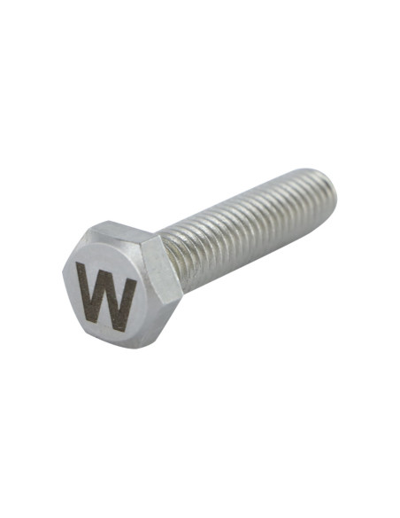 1 x Vis métaux Tête hexagonale TH 8X35 Inox A4 avec gravure de lettre "W"
