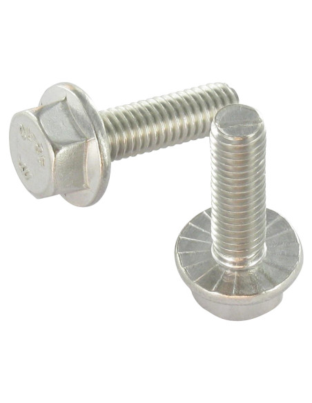 1 x Vis métaux Tête hexagonale TH Embase collerette crantée M6X16 Inox A2
