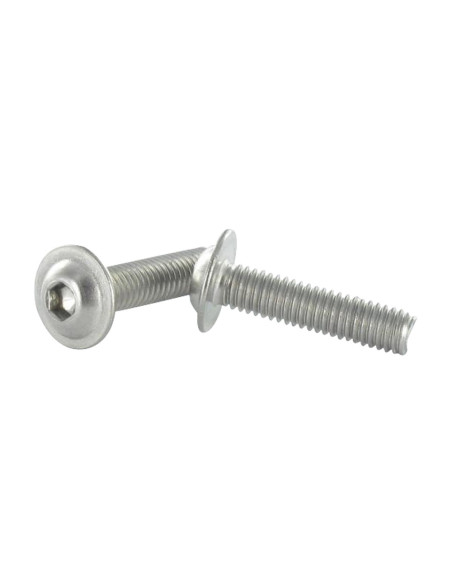 1 x Vis métaux BHC (Tête Bombée Hexagonal creux) Embase collerette M5X45 Clé de 3 HC3 Inox A2