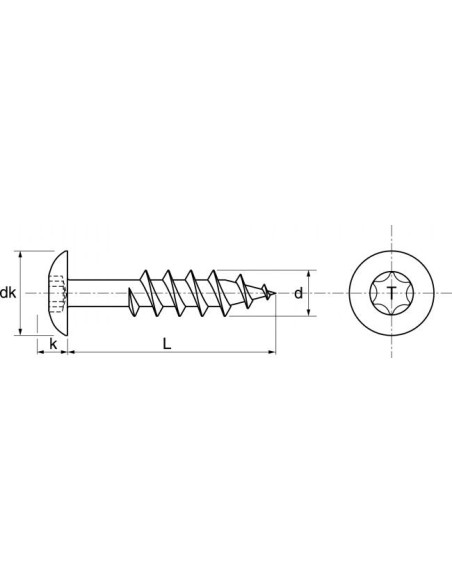 1 x Vis de facade TORX T20 5.5X50 Diamètre de tête: 12.3 Inox A2