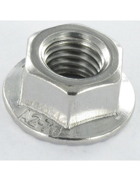 1 x Ecrou Hexagonal HU Inox A2 Embase collerette crantée M8 + GLEITMO