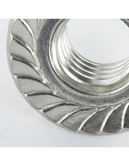 1 x Ecrou Hexagonal HU Inox A2 Embase collerette crantée M8 + GLEITMO