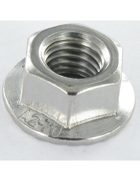 1 x Ecrou hexagonale Inox A2 Embase collerette crantée M3