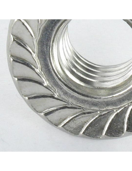 1 x Ecrou hexagonale Inox A2 Embase collerette crantée M3