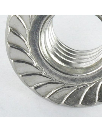 Ecrou hexagonale Inox A2 Embase collerette crantée M4 Wax lubrifié