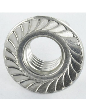 Ecrou hexagonale Inox A2 Embase collerette crantée M3