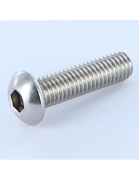 1 x Vis métaux BHC (Tête Bombée Hexagonal creux) M8X30 Filetage total Clé de 5 HC5 Inox A4
