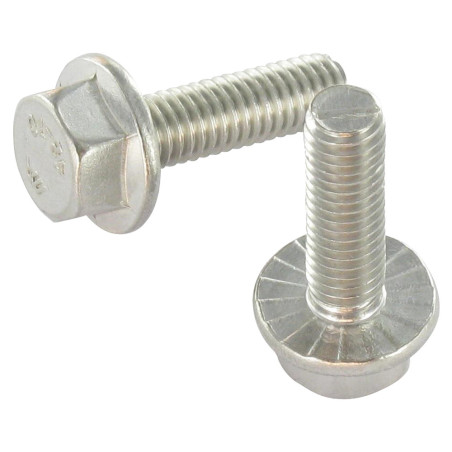 1 x Vis métaux Tête hexagonale TH Embase collerette crantée M6X12 Inox A2