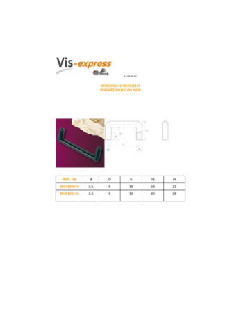 POIGNEE nylon noir Longueur 120