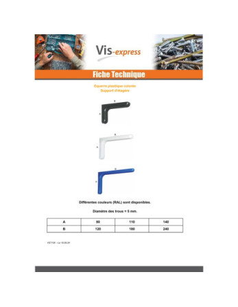 Equerre 110X180 Plastique RAL5005 bleu de sécurite