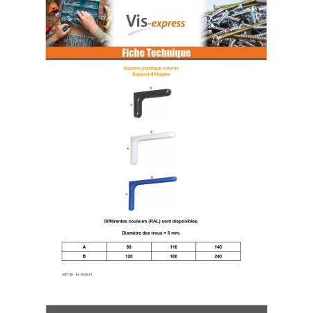 1 x Equerre 80X120 Plastique RAL1036