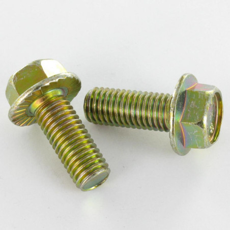 1 x Vis métaux Tête hexagonale TH M6X8 Embase collerette crantée Classe 8.8 Bichromaté
