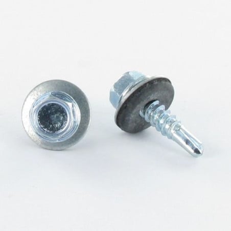 1 x Vis autoperceuse Tête hexagonale TH 6.3X25 Rondelle d"étanchéite avec joint néoprene EPDM Acier zingué