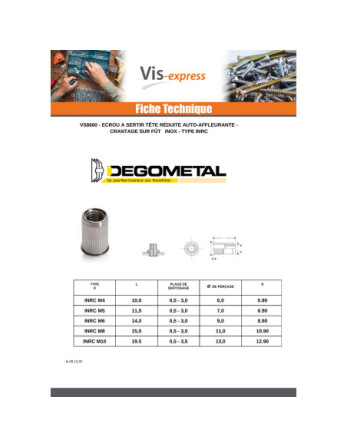 Ecrou AVEUGLES Inox M6X14 INRC