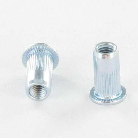 1 x Ecrou à sertir Tête plate TP Cranté M5X12 INPC 30 Inox