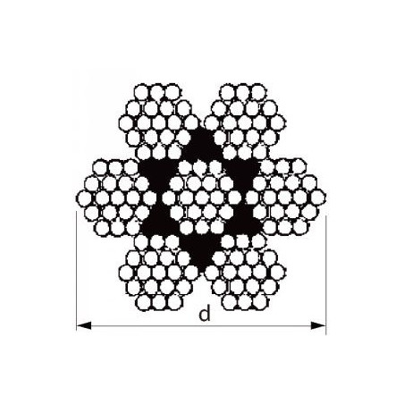 1 x Mètre de Câble souple Diamètre 12 Inox A4 7X19 Charge de rupture 7500 kg (vendu au m)