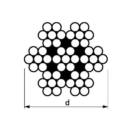1 x Mètre de Câble souple Diamètre 6 Inox A4 7X7 Charge de rupture 2000 kg (vendu au m)