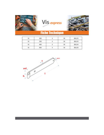 Penture pointu volet battant 16X600 Bichromaté
