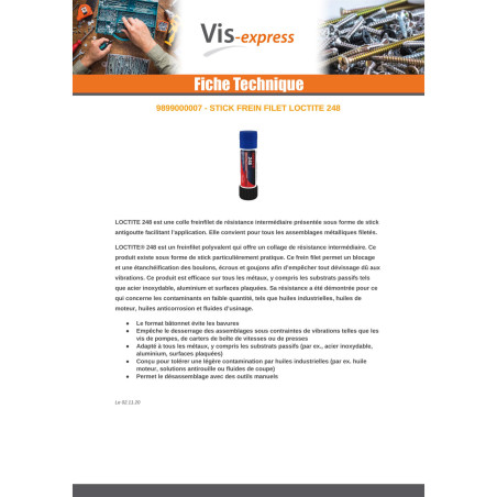 1 x Frein filet Resistance intermédiaire LOCTITE 248