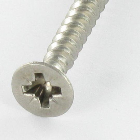 1 x VBA Vis bois agglo Tête fraisée Pozi N°2 3.5X45 Filetage total Inox A4