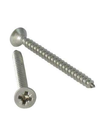 VBA Vis bois agglo Tête fraisée Pozi N°3 6X45 Filetage total Inox A4