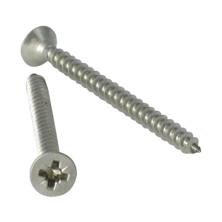 1 x VBA Vis bois agglo Tête fraisée Pozi N°2 4.5X80 Filetage total Inox A4