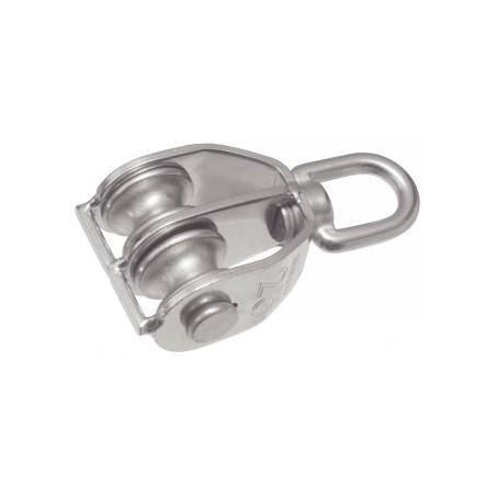 1 x POULIE Double De 25 Inox A2 Pour Câble De 6