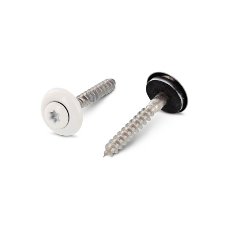 1 x Vis faitage Tête fraisée bombée TFB TORX T20 Inox A2 RAL9010 blanc pur 4.5X60 Rondelle d'étanchéite EPDM