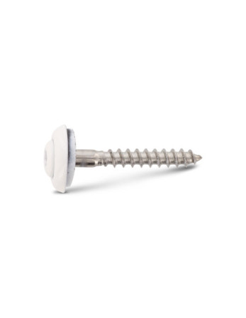 Vis faitage Tête fraisée bombée TFB TORX T20 Inox A2 RAL9010 blanc pur 4.5X60 Rondelle d'étanchéite EPDM