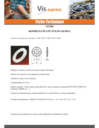 Rondelle Plate nylon naturel 4.2X10X0.8