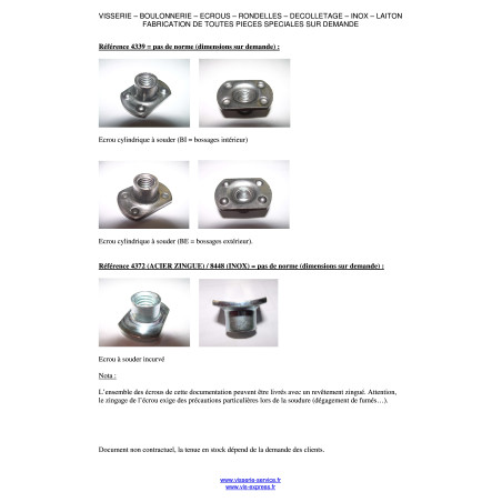 1 x Écrou hexagonale à souder M5 Acier brut