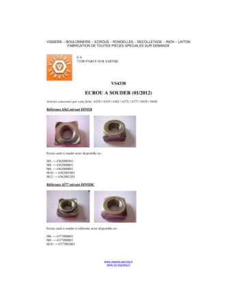 Écrou hexagonale à souder M4 Acier brut