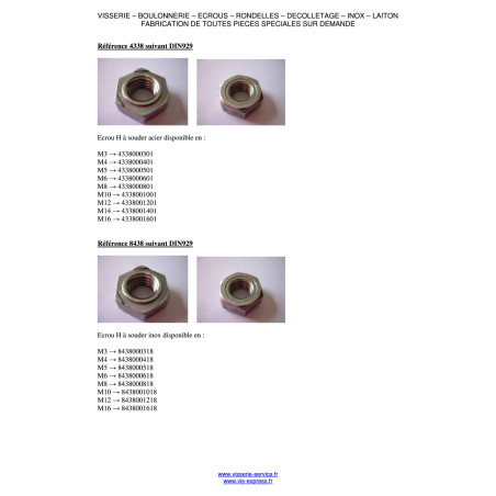 1 x Écrou hexagonale à souder M5 Acier zingué