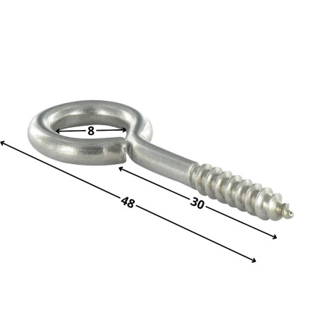 1 x Piton Bois 4X30 Longueur total 48 Oeil 8 Inox A2