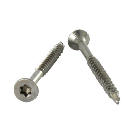 1 x VBA Vis bois agglo Vis autoperceuse Tête fraisée Cranté 4X35 TORX T20 Inox A2